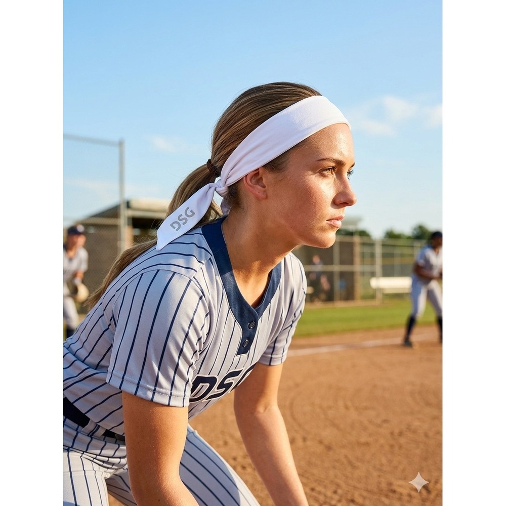 DSG Softball Tie Headband White Athletic Hair Band DSG582302 NWT